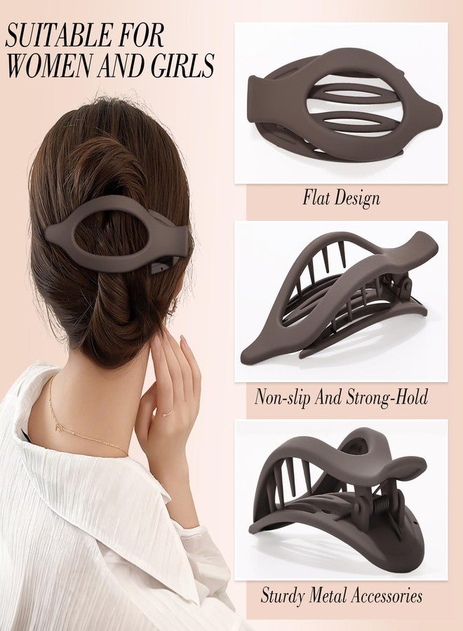 Obeoby 6 PCS Flat Hair Clips for Women, 3 Types French Flat Claw Clips for Thin Thick Hair Barrettes Large Medium (Off-white, dark brown) - Image 4